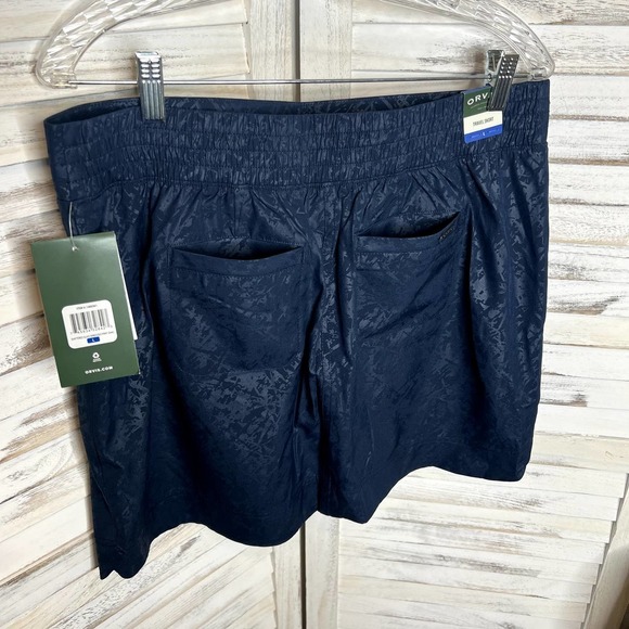 Orvis Women's L Travel Skort Shattered Glass Embossed Navy Built in Short NWT - Picture 10 of 12